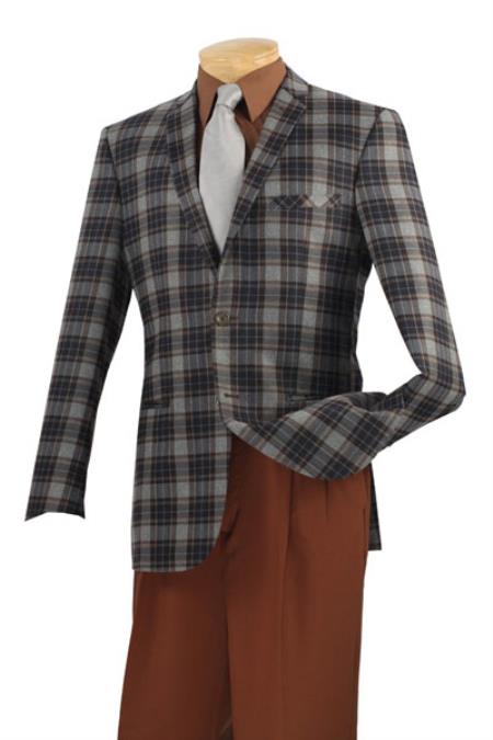 Mensusa Products Men's Hightech Fabric Slim Sport Coat - Glen Plaid Style Brown