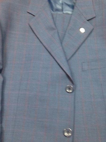 Mensusa Products Real Authentic Made In ITALY 3 button 100% Super 150s Wool Medium Navy Blue with Maroon Window Pane Plaid Double Pleated Pants