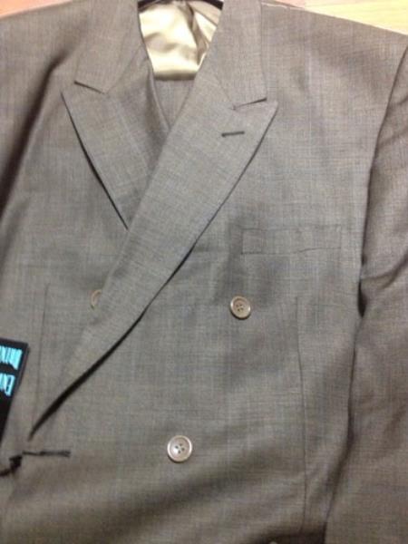 Mensusa Products Double Breasted 6 on 2 Style Brown~Taupe with Blue Window Pane plaid Double Pleated Pants Non vented 100% Wool  Suit or Blazer