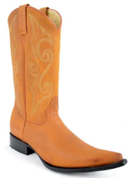 Mensusa Products Mens Western Leather Boot - Crazy Horse Finish, Pointy Toe