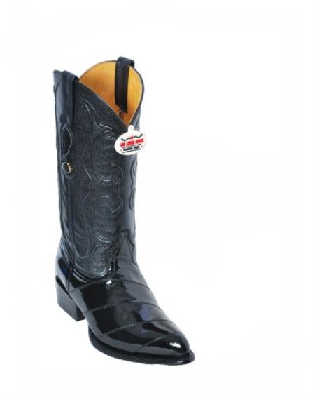Mensusa Products Los Altos Mens Eel Skin Cowboy Boots J Toe Black