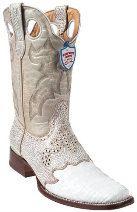 Mensusa Products caiman ~ alligator (Gator) Belly Skin Western Style Boot, White, Rodeo Toe, Leather Sole