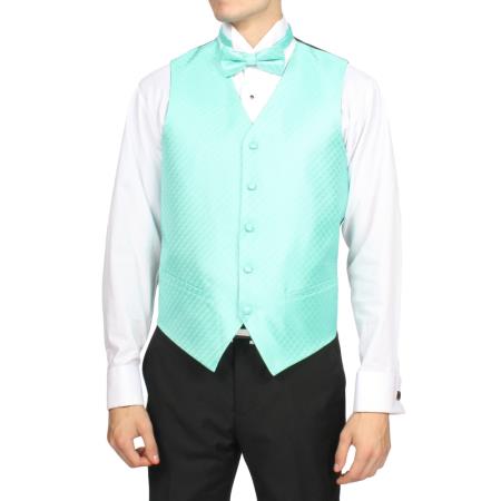 Mensusa Products Men's Pale turquoise ~ Light Blue Colored 4-Piece Vest Set