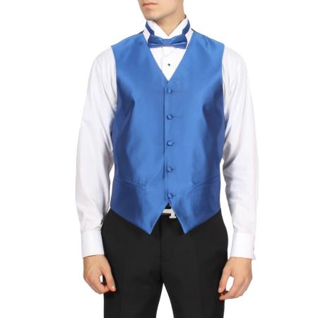 Mensusa Products Men's Royal Blue Solid 4-Piece Vest Set