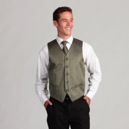 Mensusa Products Men's Olive 4-Piece Vest Set