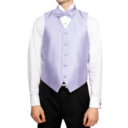 Mensusa Products Men's Royal Blue Lilac Purple Diamond Pattern 4-Piece Vest Set