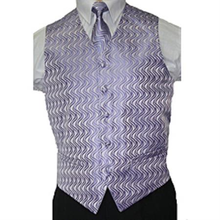 Mensusa Products Men's Lilac Vest Tie 4-Piece Accessory Set