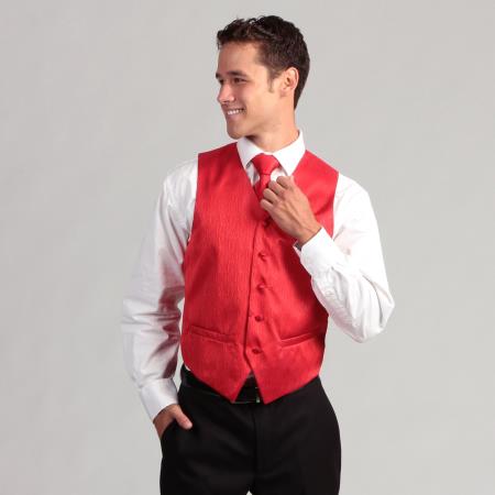Mensusa Products Men's 4-Piece Red Corrugated Vest Set