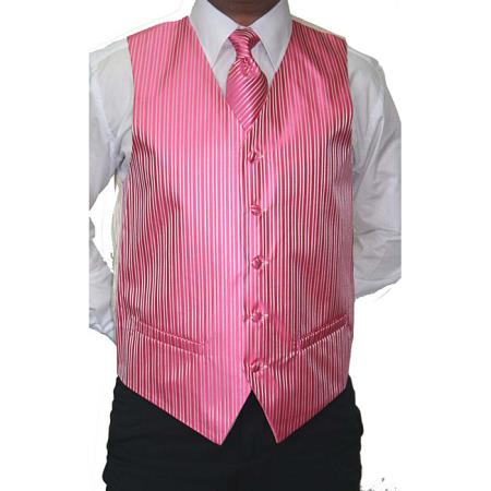 Mensusa Products Pink Four-Piece, Five-button Suit or Tux Vest Set for Men