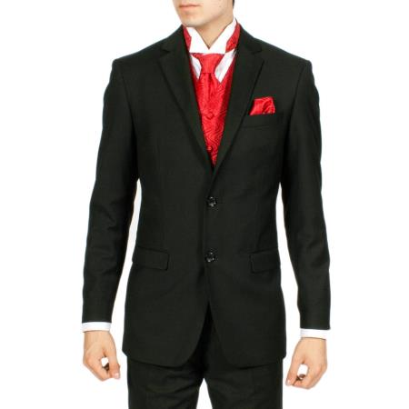 Mensusa Products Men's Red Ripple Vest Bowtie Necktie And Handkerchief Set