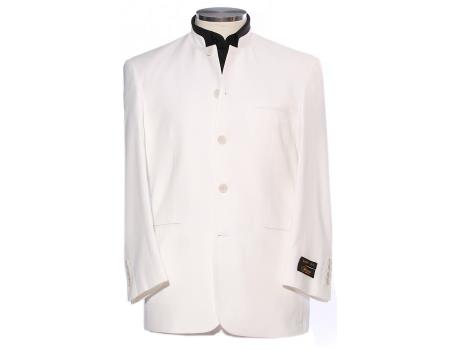 Mensusa Products Mens 5 Button Mandarin Collar Suits White