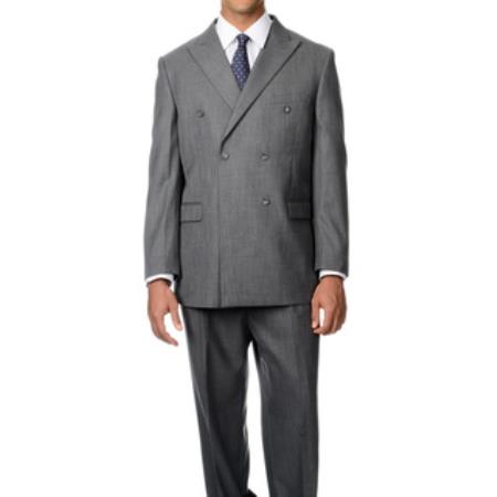 Mensusa Products Men's 'Superior 150' Grey Patterned Vested 3 Piece Suits Double Breasted