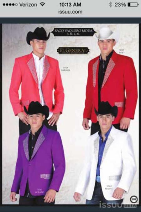 Mensusa Products Western Cowboy Mens Blazer Sport Coat 2 Button Fuchsia,Red,Purple & White