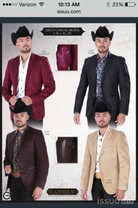 Mensusa Products Western Cowboy Mens Blazer Sport Coat 2 Button Dark pink,Black,Brown & Beige