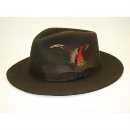Mensusa Products Men's Brown Coffee Wool Fedora Hat