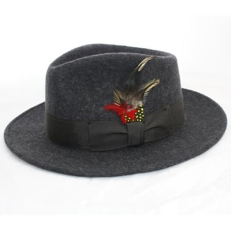 Mensusa Products Men's Grey Wool Banded Fedora Hat