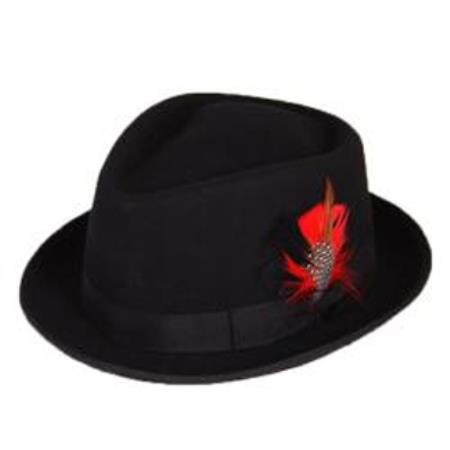 Mensusa Products Men's Black Wool Fedora Hat