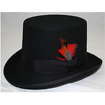Mensusa Products Men's Black Wool Felt Top Hat