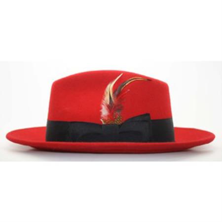 Mensusa Products Men's Red/Black Fedora Hat