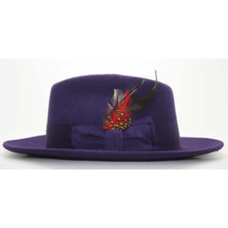 Mensusa Products Men's Purple Wool Fedora Hat