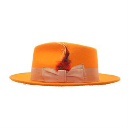 Mensusa Products Men's Orange Wool Fedora Hat