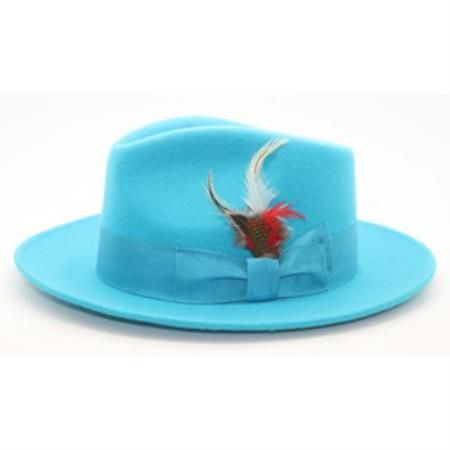 Mensusa Products Men's Turquoise Wool Fedora Hat