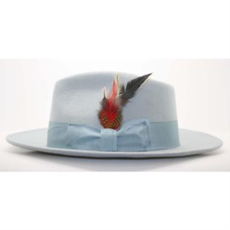 Mensusa Products Men's Sky Blue Wool Fedora Hat