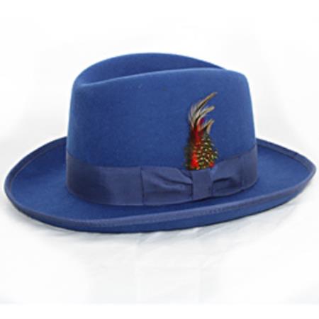 Mensusa Products Men's 'Godfather' Blue Wool Fedora Hat