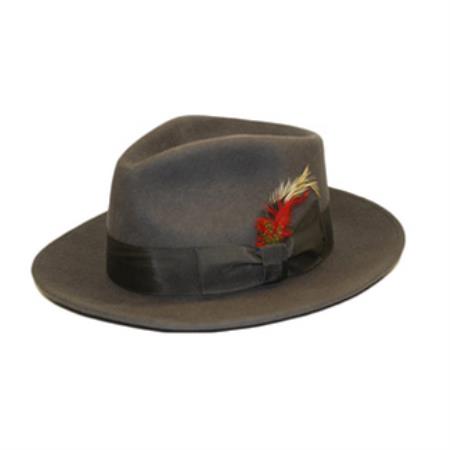 Mensusa Products Men's Charcoal Wool Fedora Hat With Satin Lining