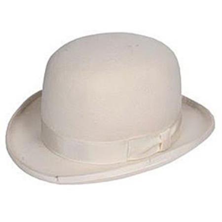 Mensusa Products Mens White Wool Bowler Hat