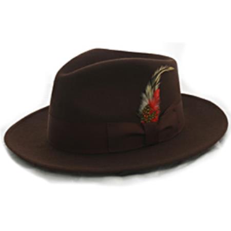 Mensusa Products Men's Brown Wool Banded Fedora Hat