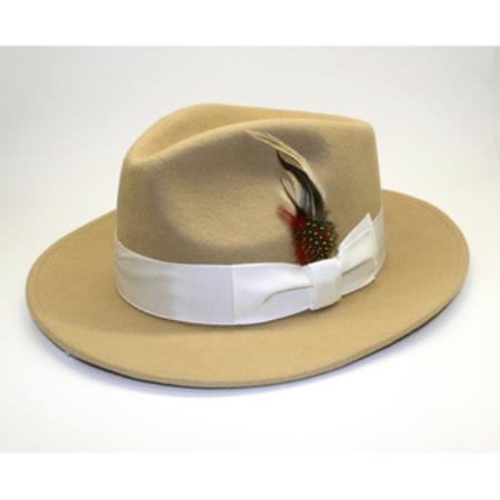 Mensusa Products Men's Tan Wool Fedora Hat