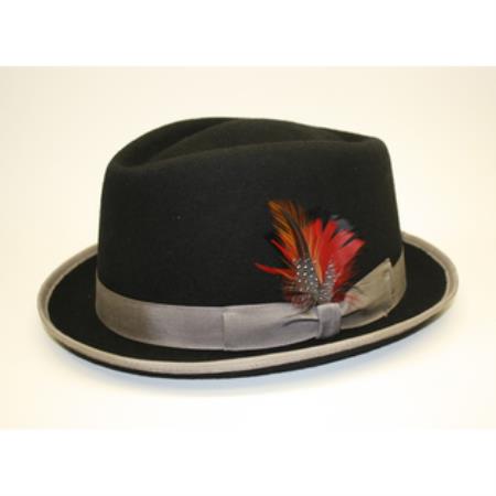 Mensusa Products Men's Detroit Black Wool Felt Fedora Hat