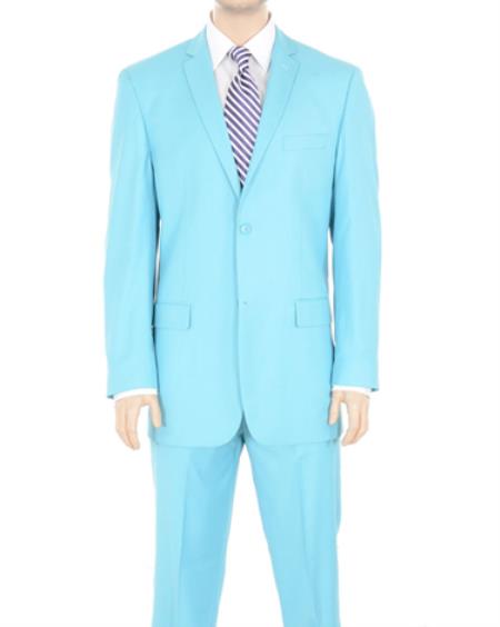 Mensusa Products Two Button Suit Solid Sky Blue