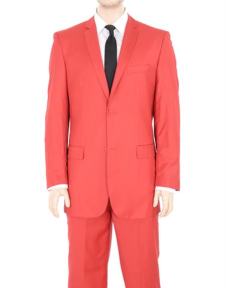 Mensusa Products Two Button Suit Solid Red