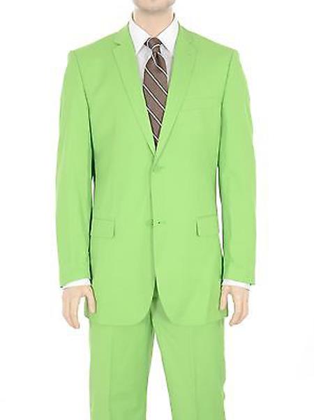 Mensusa Products Two Button Suit Solid Lime Green