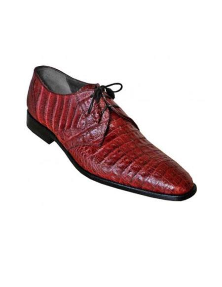 Mensusa Products Made In Italy Designer Mauri Los Altos Burgundy Genuine All-Over Crocodile Belly Shoes