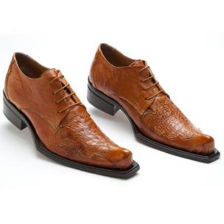 Mensusa Products Made In Italy Designer Mauri Crocodile & Eel Shoes Cognac