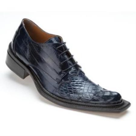 Mensusa Products Made In Italy Designer Mauri Crocodile & Eel Shoes Wonder Blue