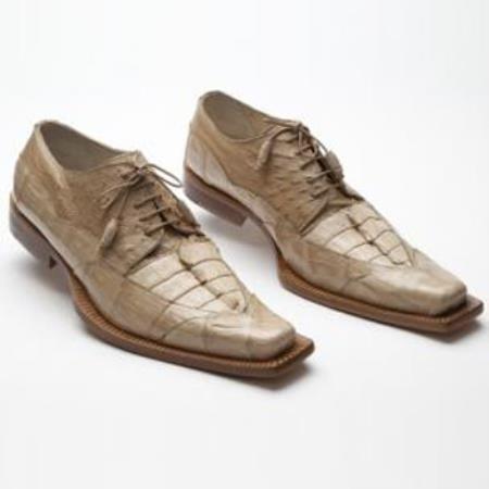 Mensusa Products Made In Italy Designer Mauri Ostrich / Crocodile / Hornback Shoes Champange