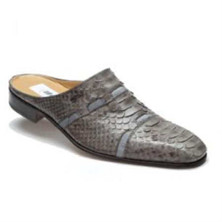 Mensusa Products Made In Italy Designer Mauri Duca Snakeskin & Pony Sandals Gray