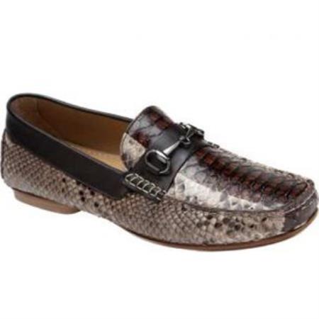 Mensusa Products Made In Italy Designer Mauri Python Bit Loafers Brown