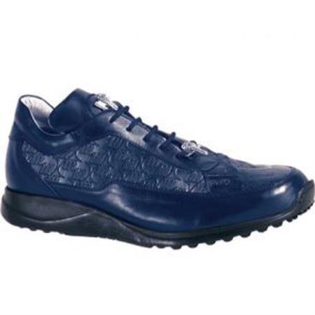 Mensusa Products Made In Italy Designer Mauri Nappa & Baby Alligator Sneakers Blue