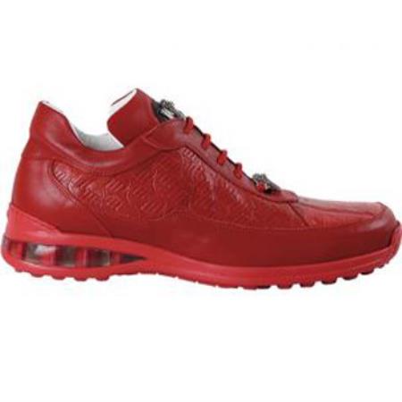 Mensusa Products Made In Italy Designer Mauri Nappa & Baby Alligator Sneakers Red