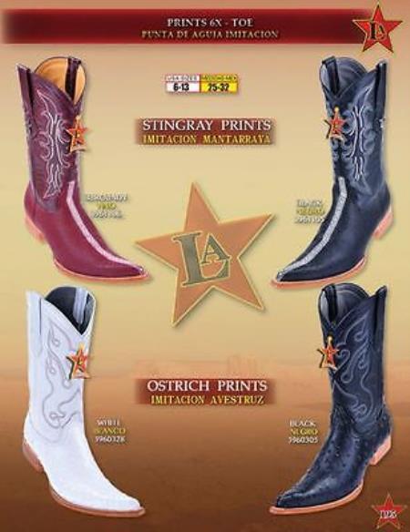 Mensusa Products 6X Toe Prints Stingray Rowstone Cowboy Western Boots By Los Altos
