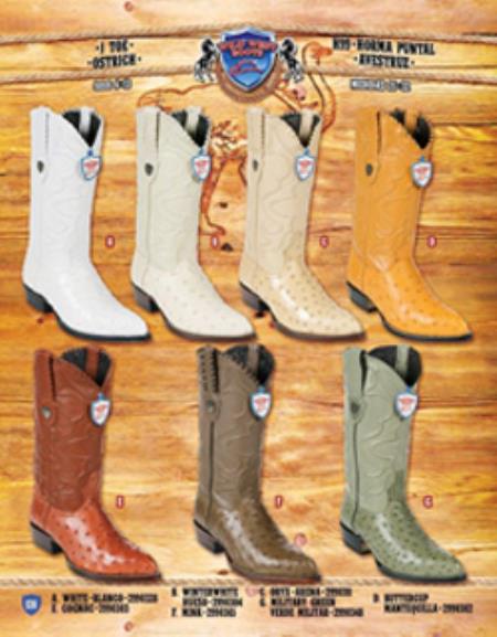 Mensusa Products J Toe Genuine ostrich Cowboy Western Boots Multi-color