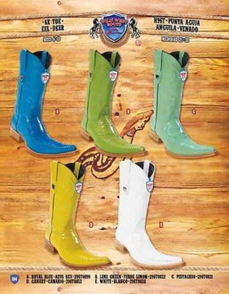 Mensusa Products 9X Toe Genuine eel with deer Cowboy Western Boots Multi-color