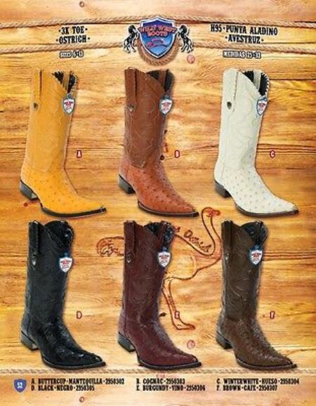 Mensusa Products 9X Toe Genuine Ostrich Cowboy Western Boots Multi-color