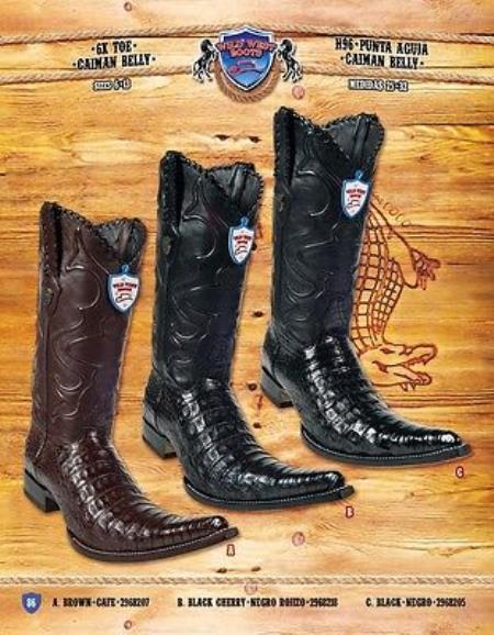 Mensusa Products 9X Toe Genuine Caiman Cowboy Western Boots Multi-color