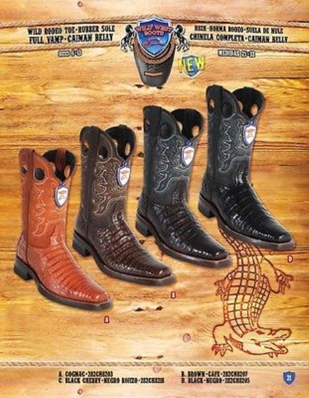 Mensusa Products Rodeo Toe Genuine Caiman Belly In Rubber Sole Cowboy Western Boots Multi-color